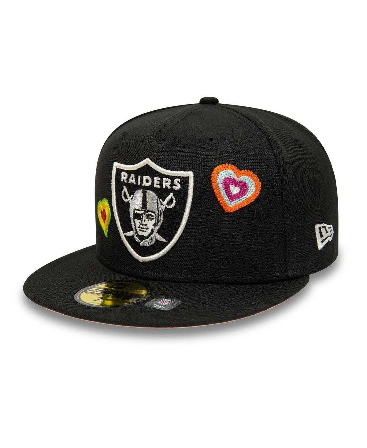 Men's New EraLas Vegas Raiders Chain Stitch Heart 59FIFTY Fitted Hat - Black