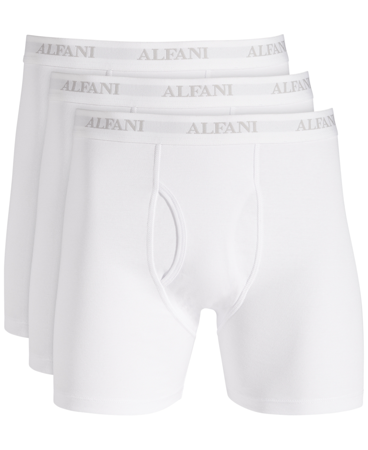 Alfani Men's Regular-fit Solid Boxer Briefs, Pack Of 4, Created For Macy's In Bright White