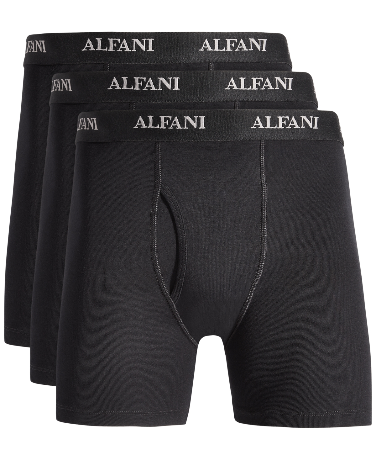 Alfani Men's Regular-fit Solid Boxer Briefs, Pack Of 4, Created For Macy's In Deep Black