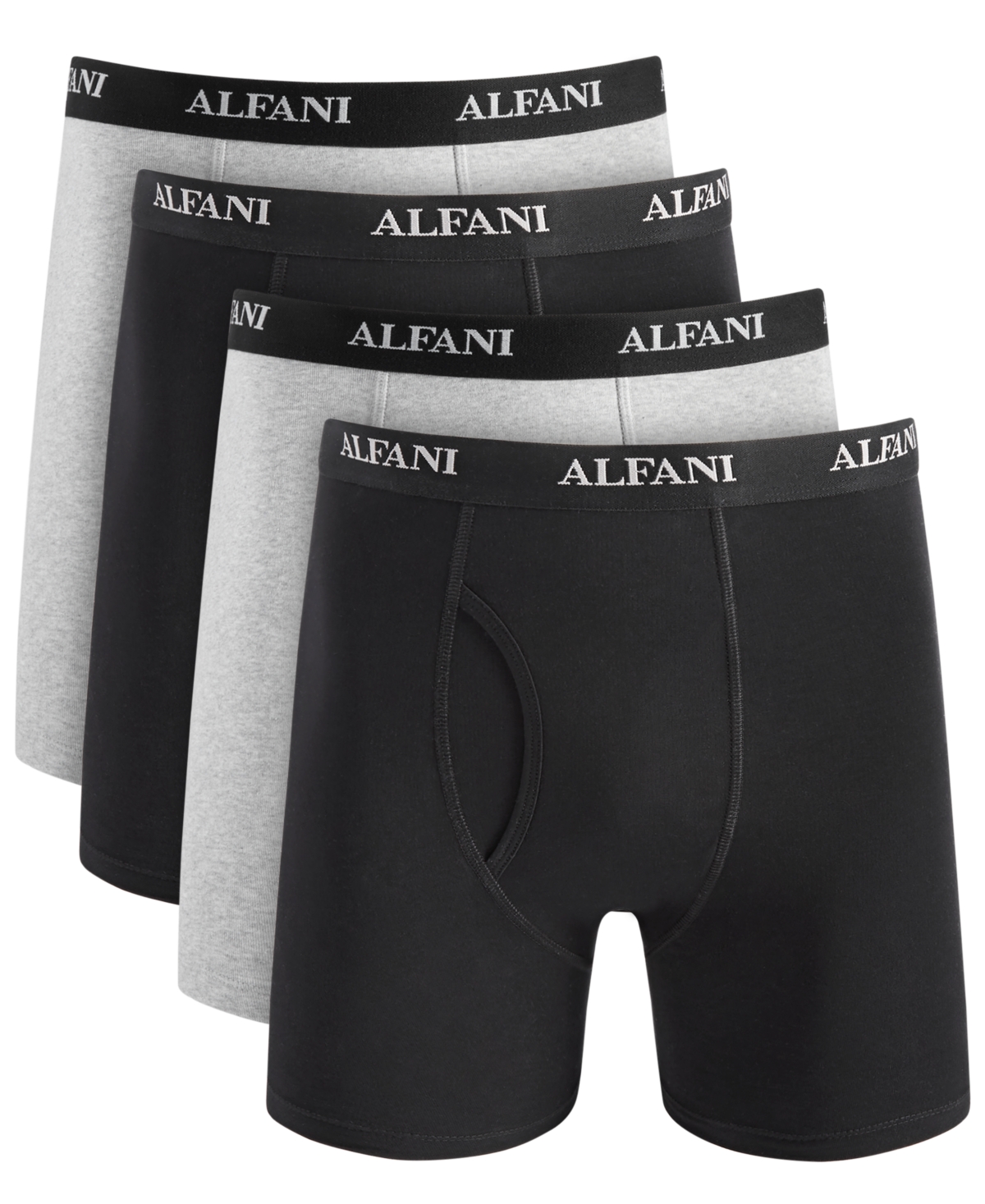 Alfani Men's 4-pk. Moisture-wicking Cotton Boxer Briefs, Created For Macy's In Grey,black Cmbo