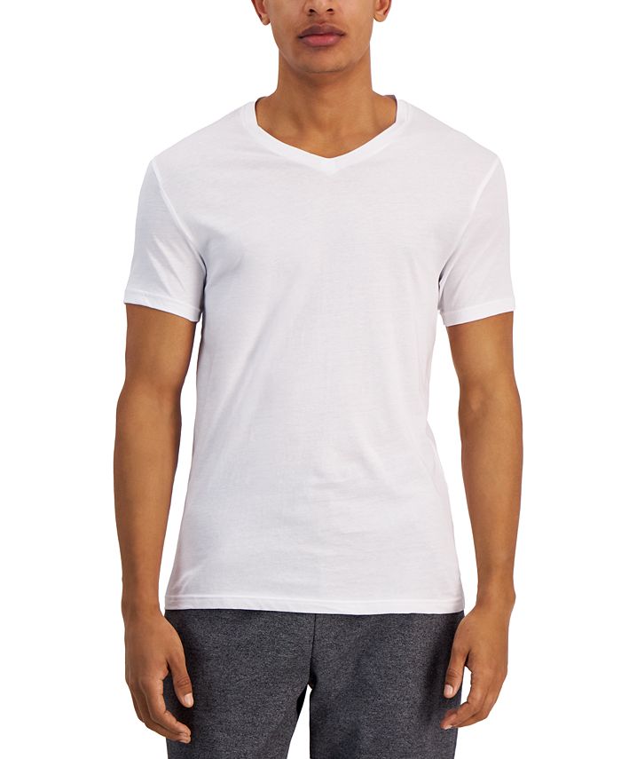 Alfani Men's Regular-Fit V-Neck Solid Undershirts, Pack of 4, Created ...