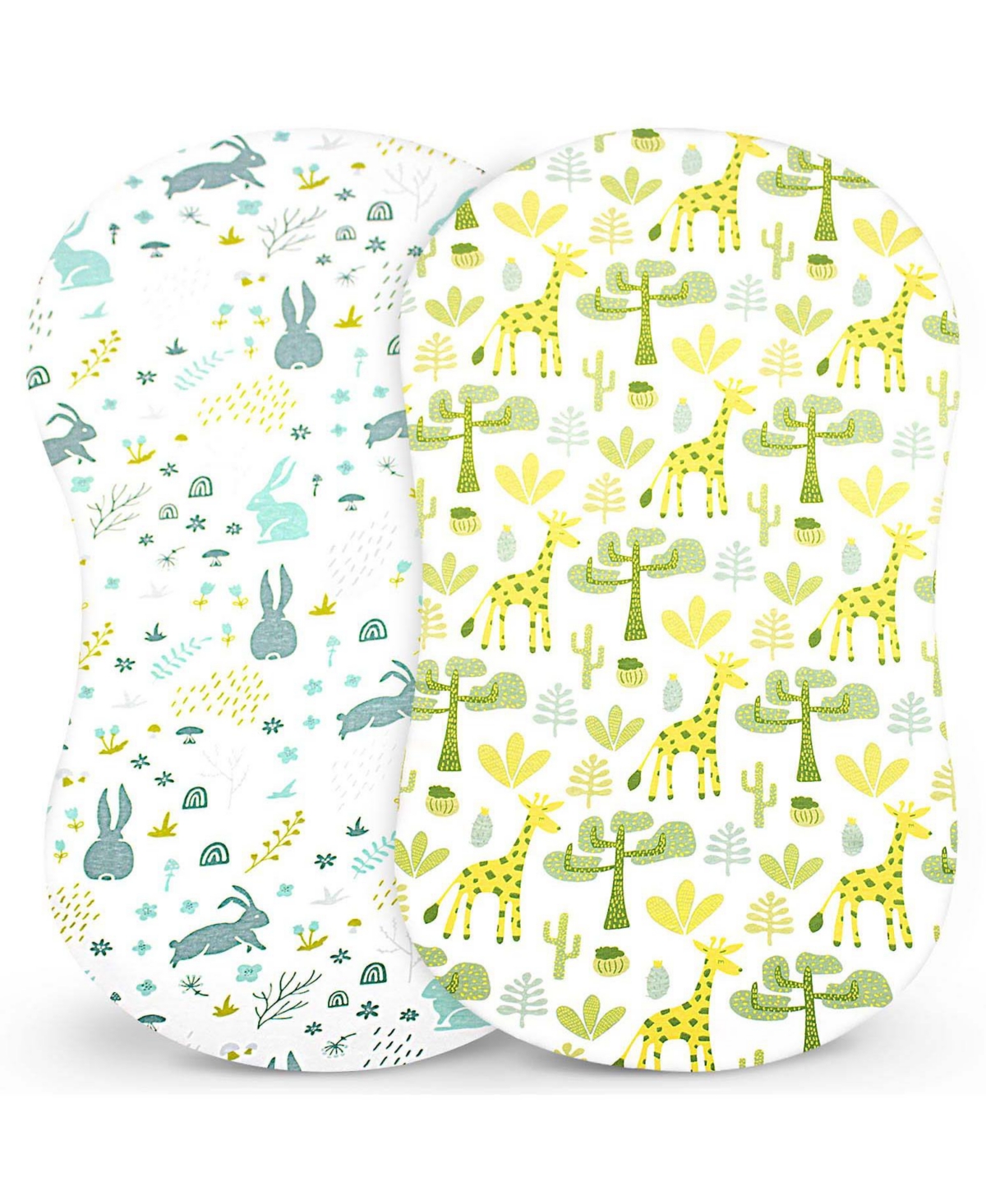 Bublo Baby Baby Bassinet Sheet Set For Boy And Girl, 2 Pack, Universal Fitted For Oval, Hourglass & Rectangle B In Green