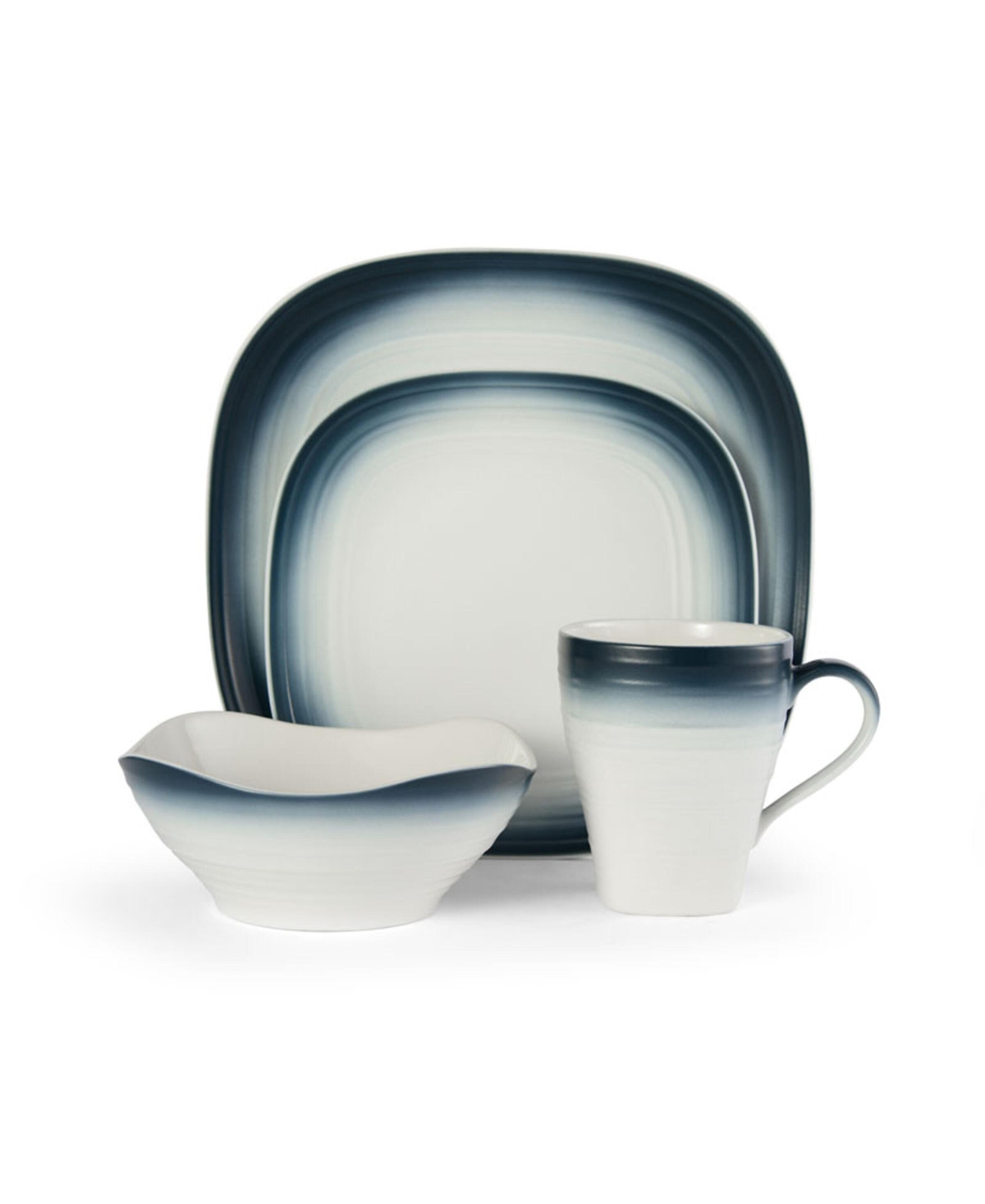 Swirl Square 4 Piece Place Setting - Blue