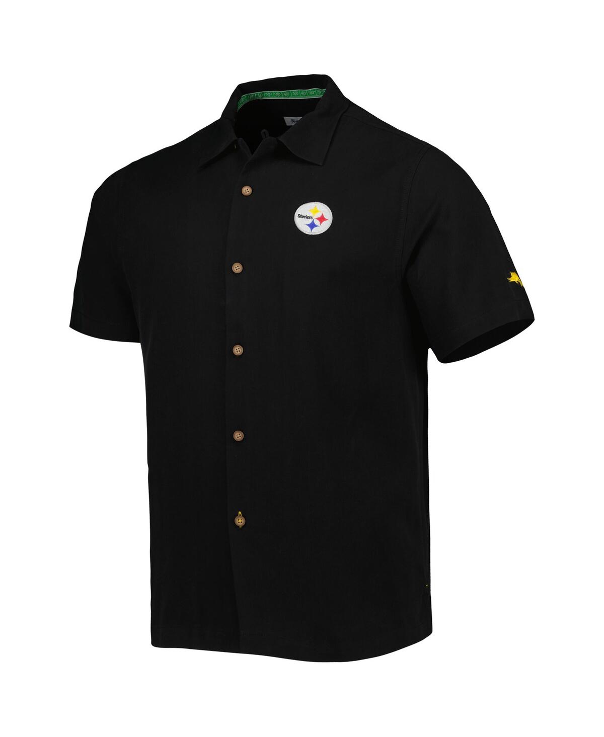 Men's Tommy BahamaPittsburgh Steelers Top of Your Game Camp Button-Up Shirt - Black