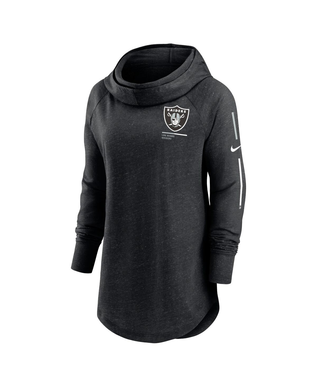 Nike Black Las Vegas Raiders Minimal Statement Raglan Funnel Neck Pullover Hoodie In Black