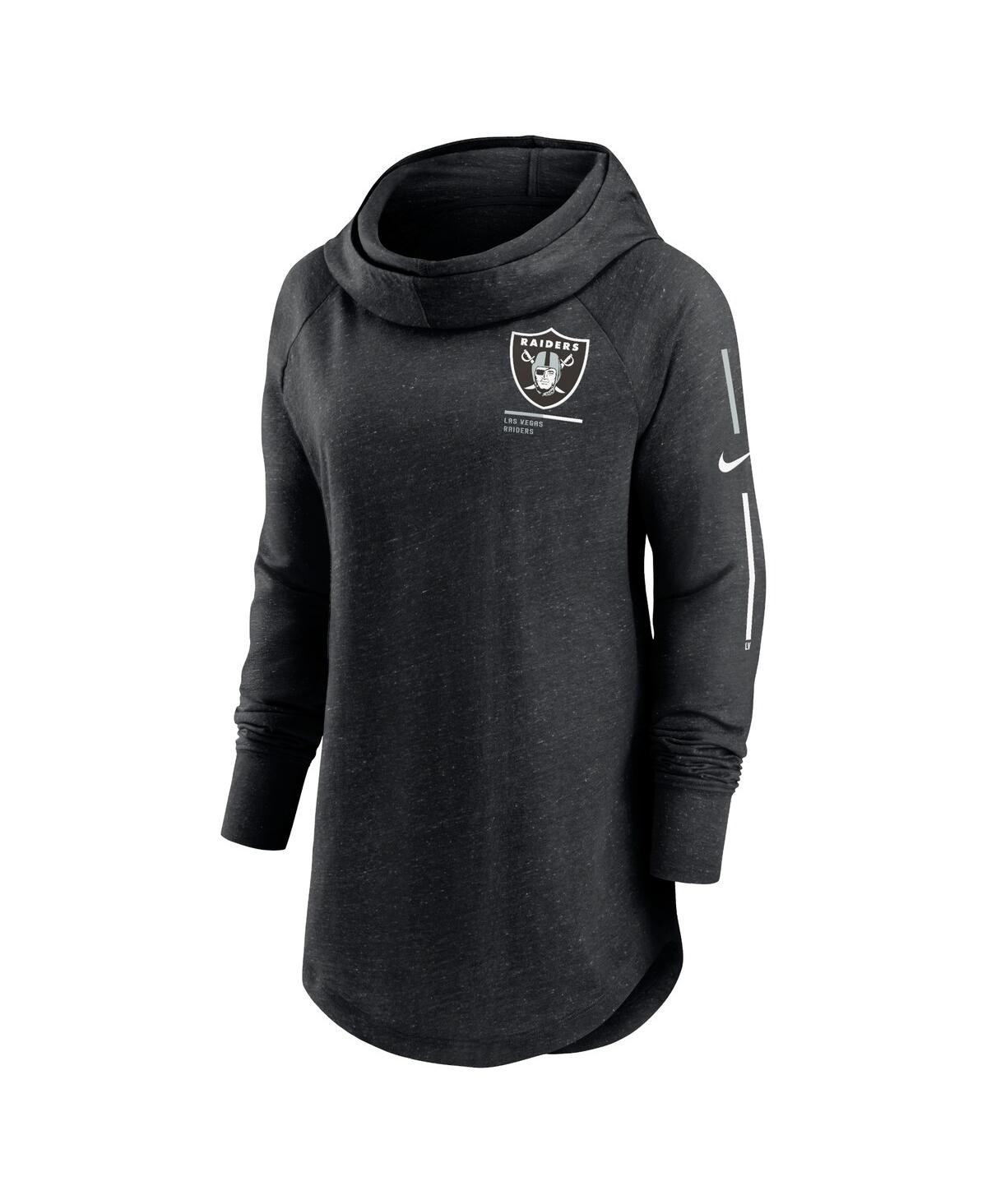 Shop Nike Women's  Black Las Vegas Raiders Minimal Statement Raglan Funnel Neck Pullover Hoodie