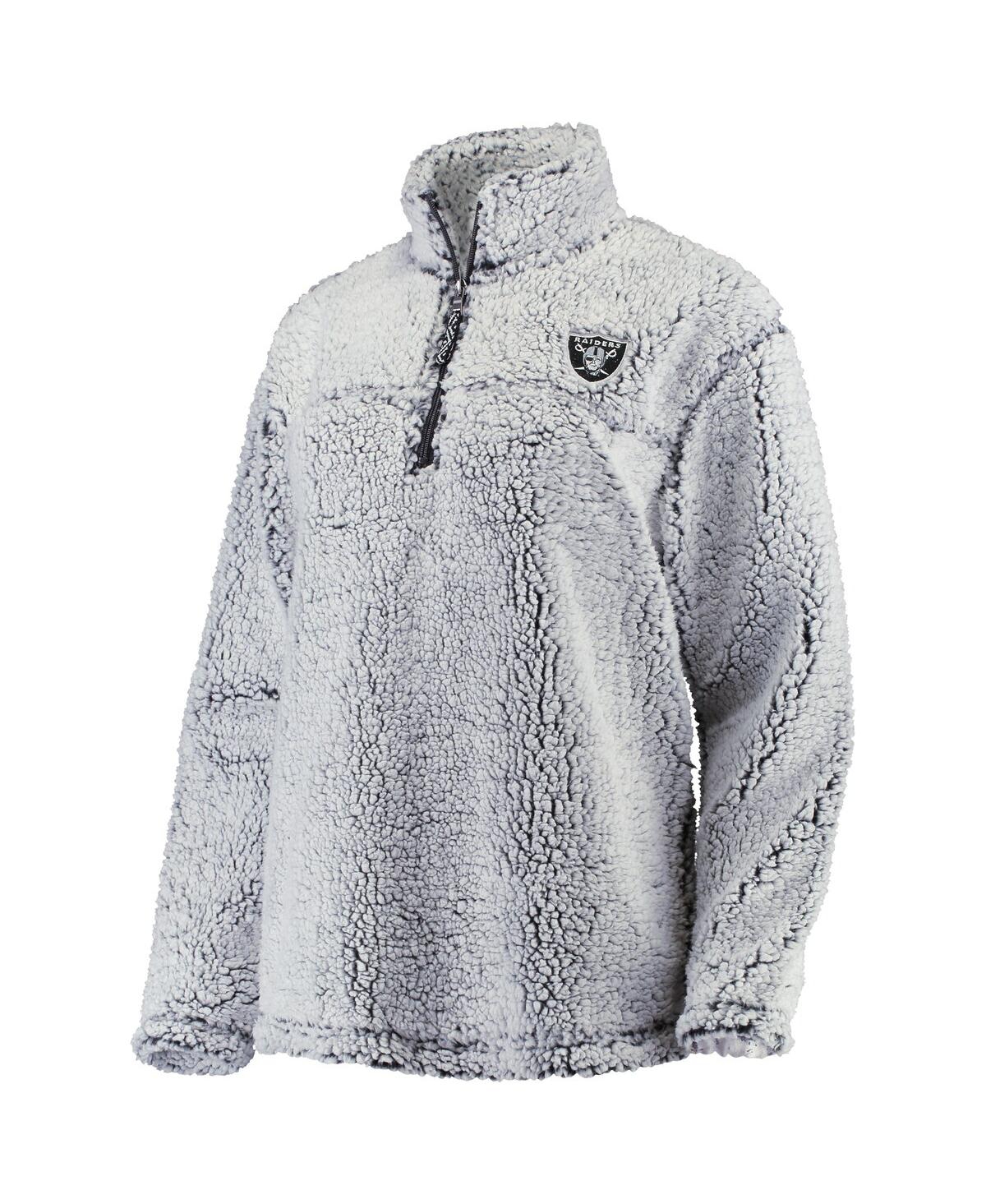 Women's G-iii 4Her by Carl BanksLas Vegas Raiders Sherpa Quarter-Zip Pullover Jacket - Gray