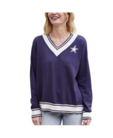 Dallas Cowboys Women's Light-Up V-Neck Ugly Sweater - Navy