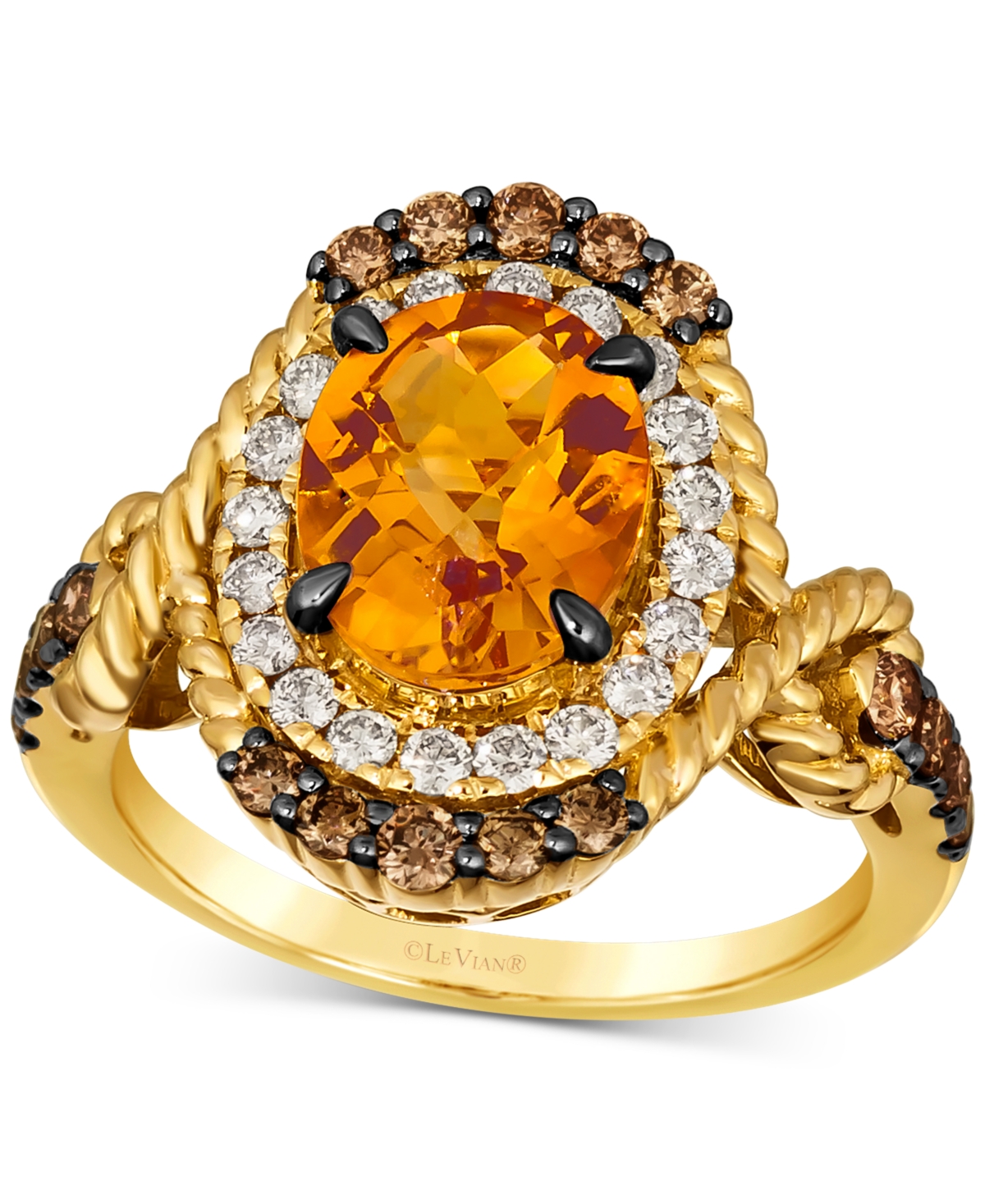 Le Vian Cinnamon Citrine (2-1/2 Ct. T.w.) & Diamond (3/4 Ct. T.w.) Rope Wrapped Halo Ring In 14k Gold