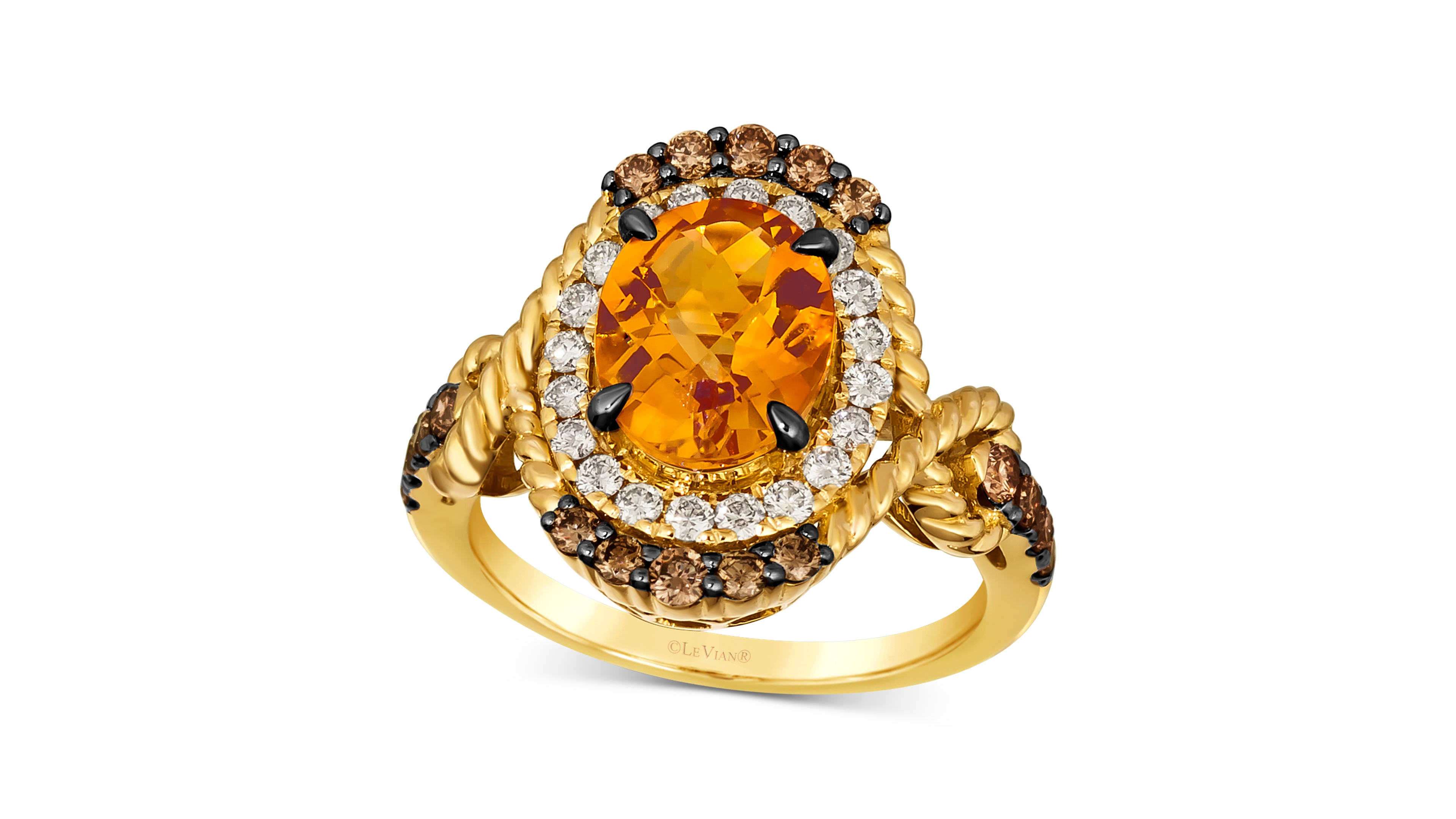 Le Vian Cinnamon Citrine (2-1/2 ct. t.w.) & Diamond (3/4 ct. t.w.) Rope Wrapped Halo Ring in 14k Gold