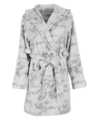 Women's Marble Luxe Fleece Plush Pom Pom Robe