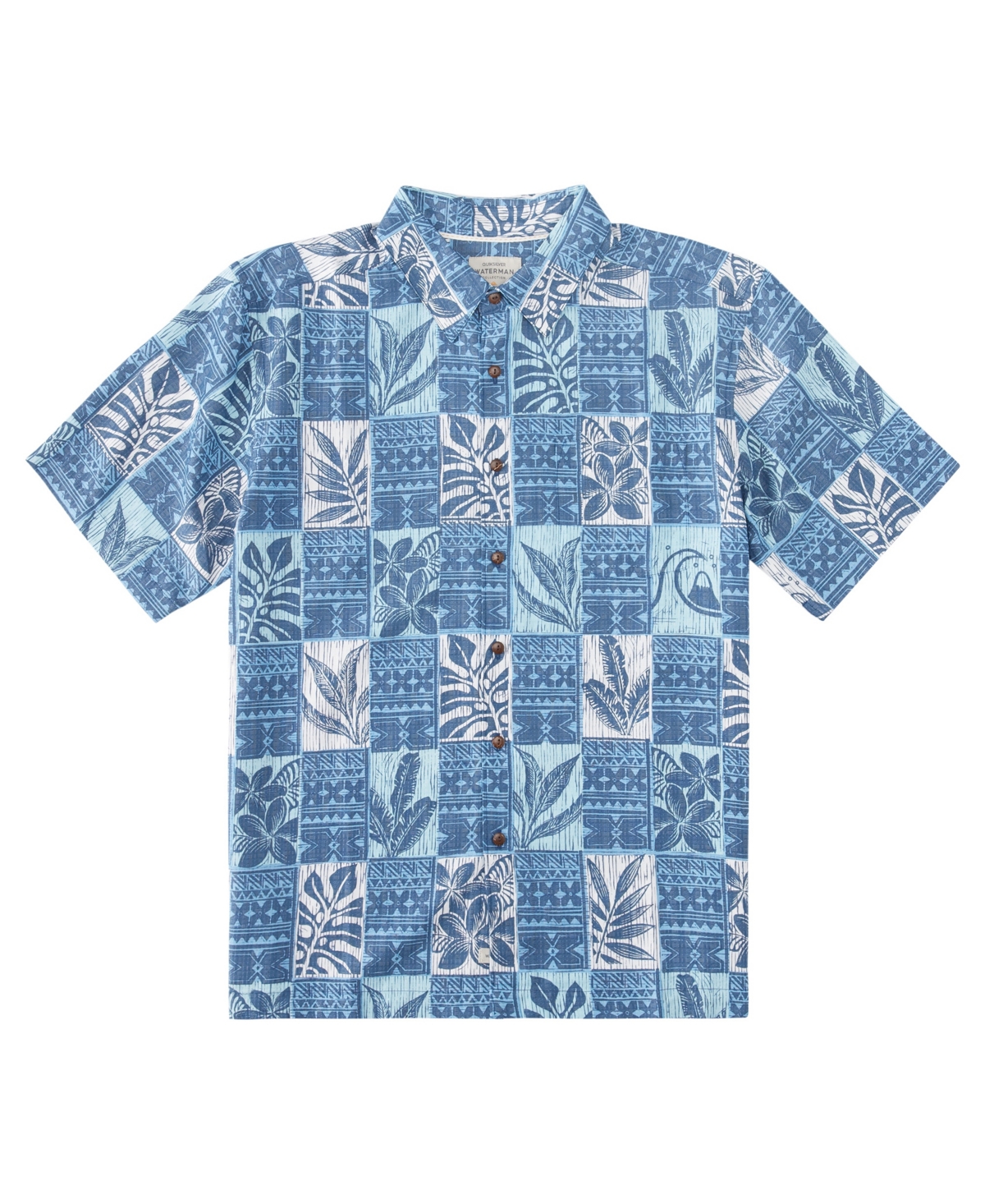 Quiksilver Waterman Men's Leaf Boxes Printed Shirt In Dusk Blue