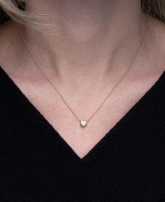 Diamond Heart Pendant Necklace (1/4 ct. t.w.) in 14k Gold, 16" + 2" extender