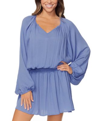 Raisins - Juniors' Maui Solid Blouson-Sleeve Dress Cover-Up