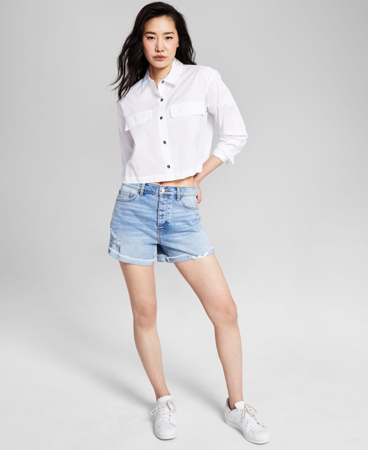 JANE HIGH RISE SHORTS WITH  PATCH POCKETS