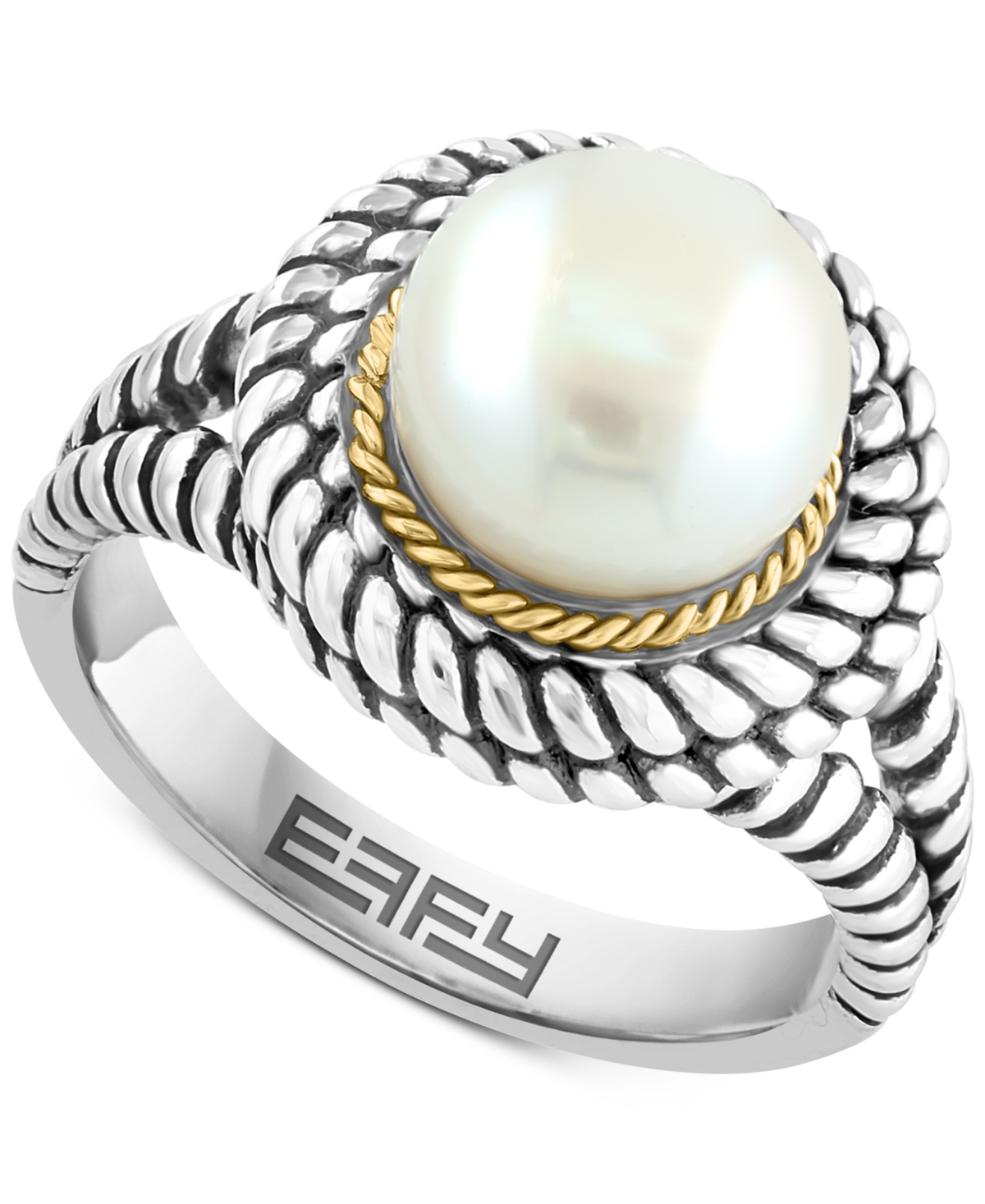 Effy Collection Effy Freshwater Pearl (9mm) Statement Ring In Sterling Silver & 18k Gold-plate In K Gold Over Sterling Silver