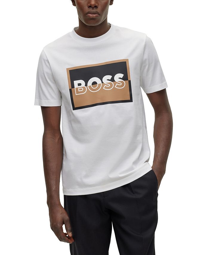 Hugo Boss Men's Slim-Fit Mercerized Cotton Split Logo T-shirt - Macy's