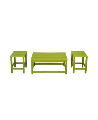 3-Piece Outdoor Patio Adirondack Coffee Table and Side Table Set
