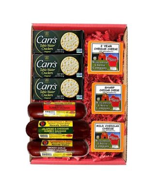 "Wisconsin Big Deluxe Cheddar Cheese, Sausage & Cracker" Gift Box ...