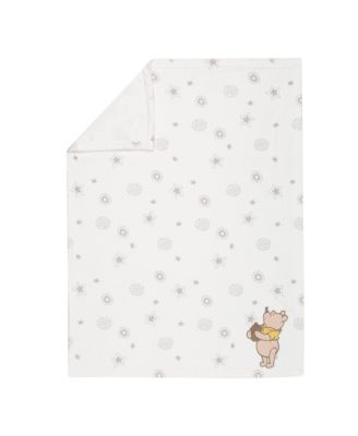 Disney Baby WINNIE THE POOH Cream Fleece Appliqued Baby Blanket