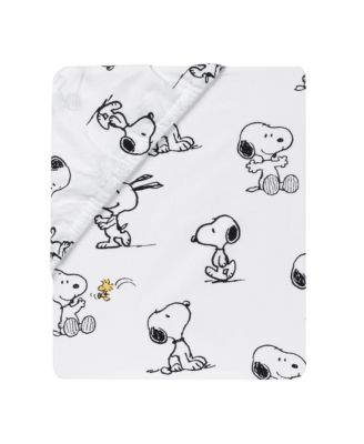 Baby Classic Snoopy 100% Cotton White/Black Fitted Crib Sheet
