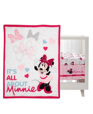 Disney Baby Minnie Mouse Love 3-Piece Pink Nursery Crib Bedding Set