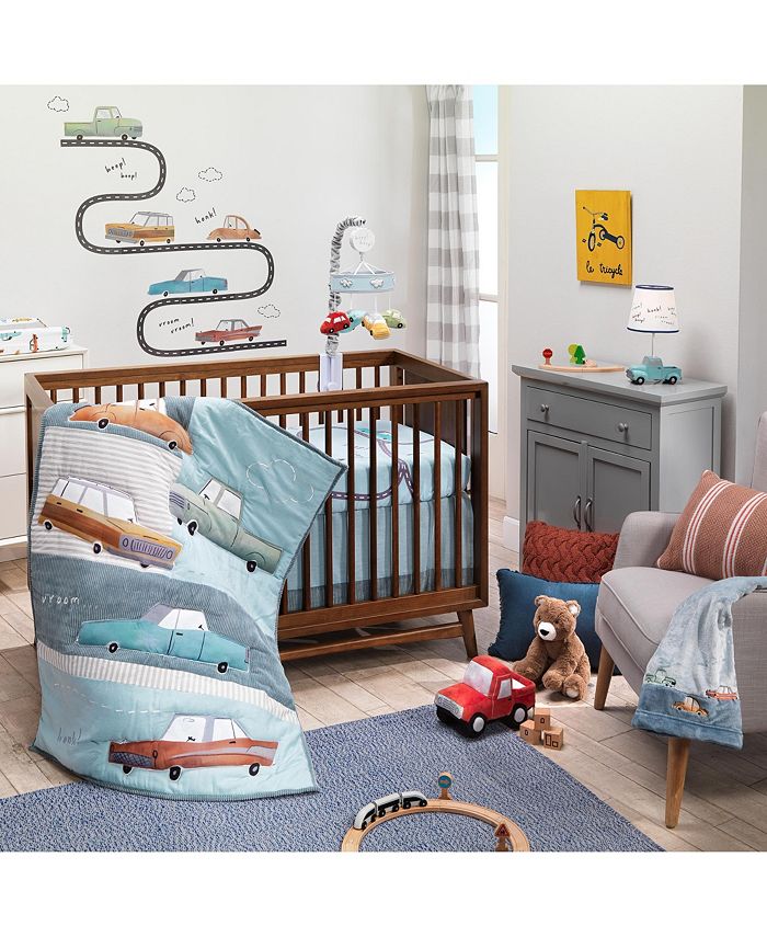 Lambs Ivy Baby Car Tunes 4 Piece Nursery Crib Bedding Set Blue