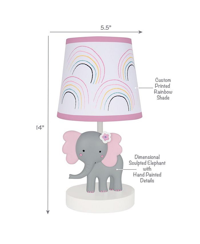 Bedtime Originals Rainbow Jungle Elephant Nursery Lamp with Shade