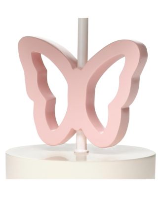 Baby Blooms Pink Butterfly Nursery Lamp with Floral Shade & Bulb