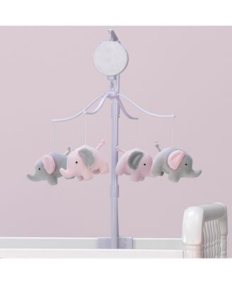 Eloise Pink/Gray Elephant Musical Baby Crib Mobile