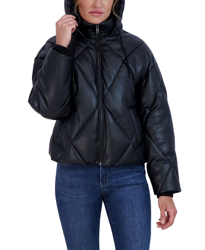 Sebby Collection Womens Faux Leather Puffer Coat And Reviews Women Macys 