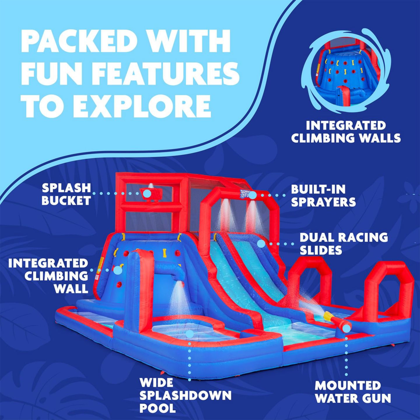 Детские игрушки Sunny & Fun Single Ring Nylon Inflatable Water Slide & Pool, Accommodates 4 Children, цвет: Синий — фото 2