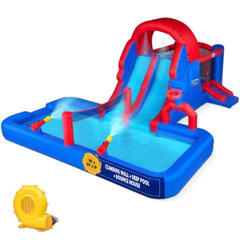 Детские игрушки Sunny & Fun Ultra All-Play Nylon Inflatable Bounce House with Dual Racing Slides, Approx. 276"L x 193.2"W x 108"H, Ages 3+, цвет: Синий