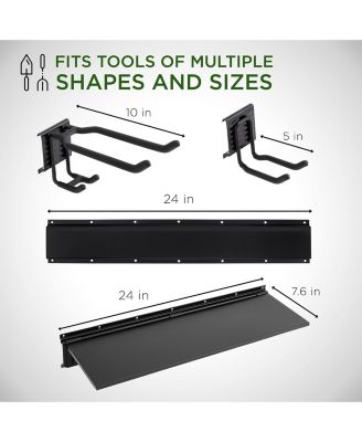Wall-Mounted Tool Racks with Storage Shelves and Hooks 