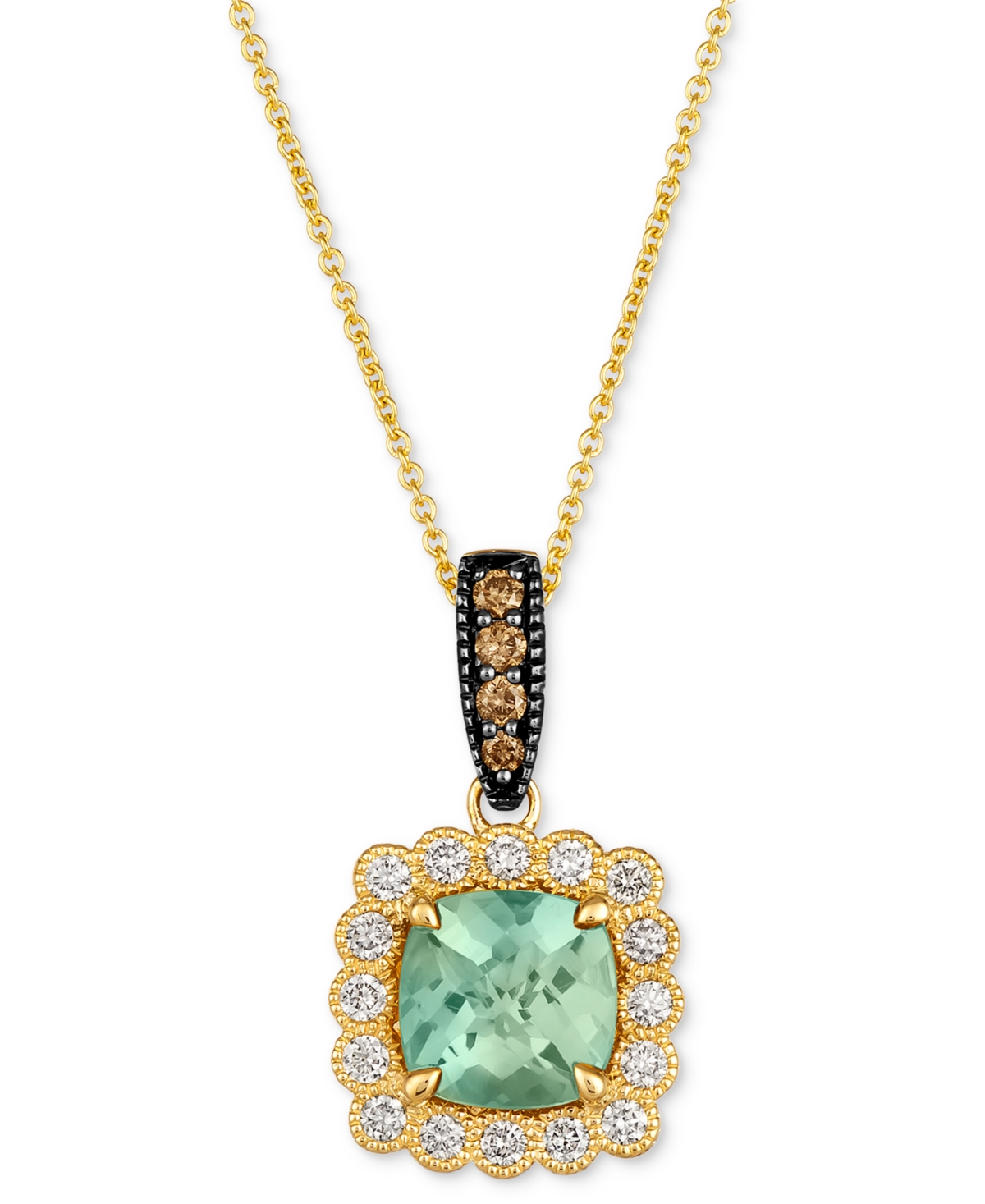 Le Vian Mint Julep Quartz (2-1/6 Ct. T.w.) & Diamond (3/8 Ct. T.w.) Halo Pendant Necklace In 14k Gold, 18" + In No Color