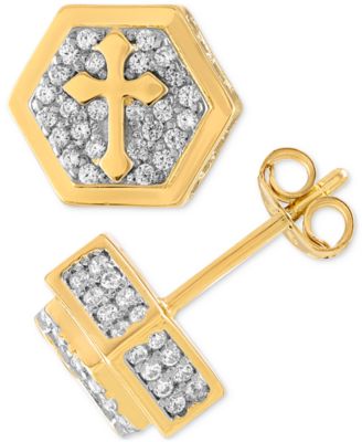 Cubic Zirconia Cross Hexagon Cluster Stud Earrings, Created for Macy's