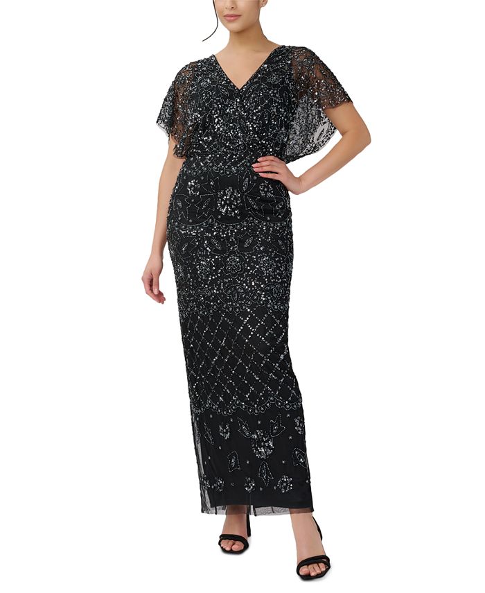 Adrianna Papell Women's Beaded Blouson Gown - Macy's