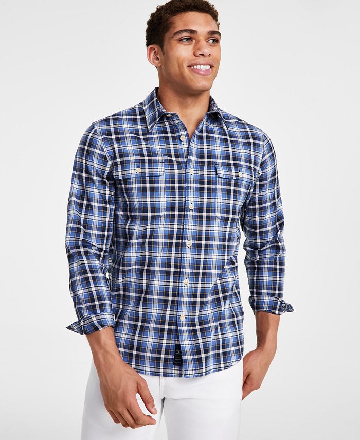 Lucky Brand Men's Plaid Faux Indigo Work-Wear Shirt - Macy's