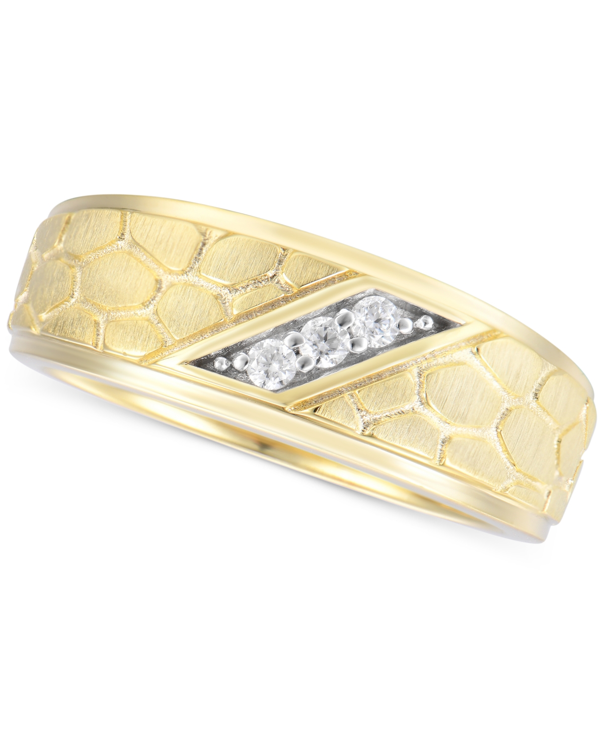 Macy's Diamond Nugget Pattern Band (1/10 Ct. T.w.) In 10k Gold In Yellow Gold