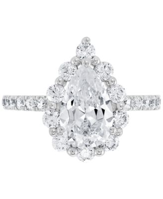 IGI Certified Lab Grown Diamond Pear-Cut Halo Engagement Ring (3 ct. t.w.) in 14k White Gold