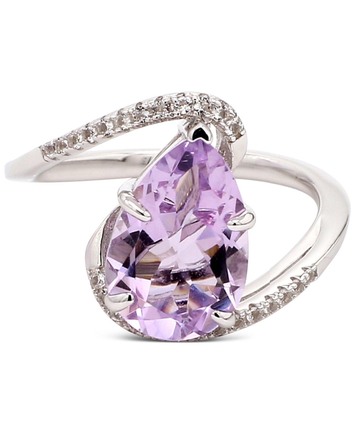 Macy's Pink Amethyst (3 Ct. T.w.) & White Topaz Accent Swirl Statement Ring In Sterling Silver