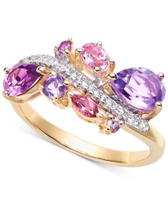 Macy s Mixed Gemstone Double Row Swirl Wave Ring in 14k Gold Over Sterling Silver Macy s