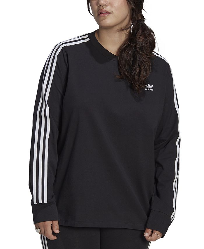 adidas Plus Size 3Stripes Crewneck LongSleeve Tee Macy's