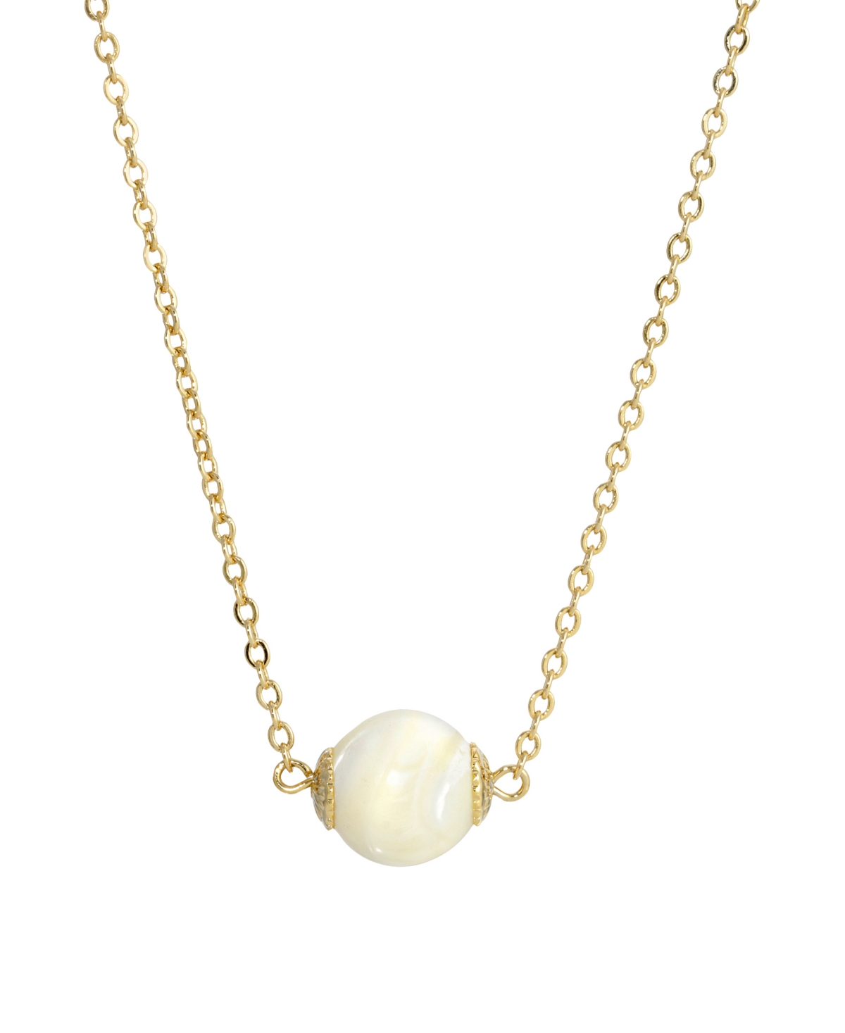 2028 Gold Tone Cultured Mother Of Pearl Shell Bead Necklace In White