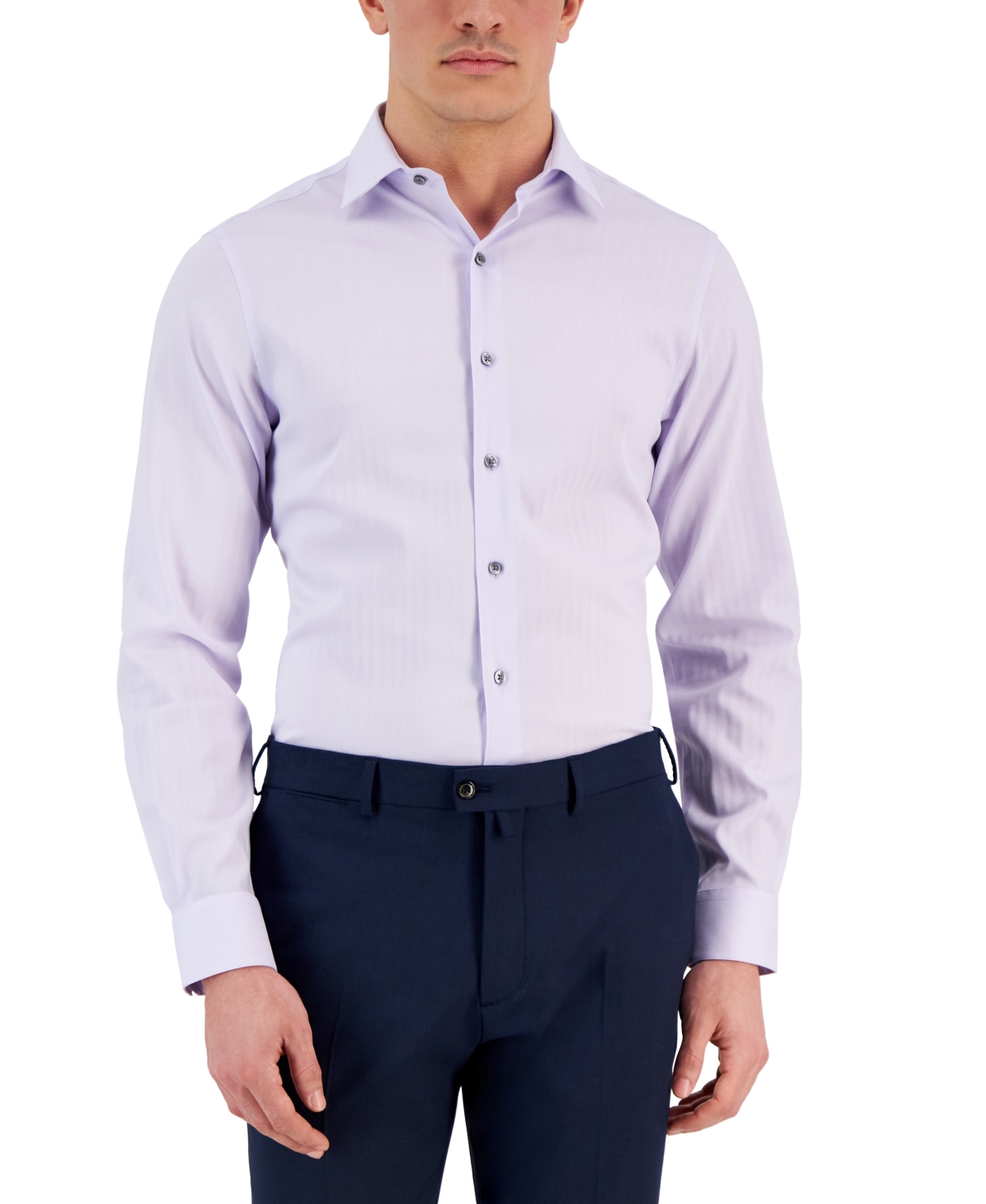 Alfani Men's Slim Fit Herringbone Dress Shirt, Created For Macy's In Lavender