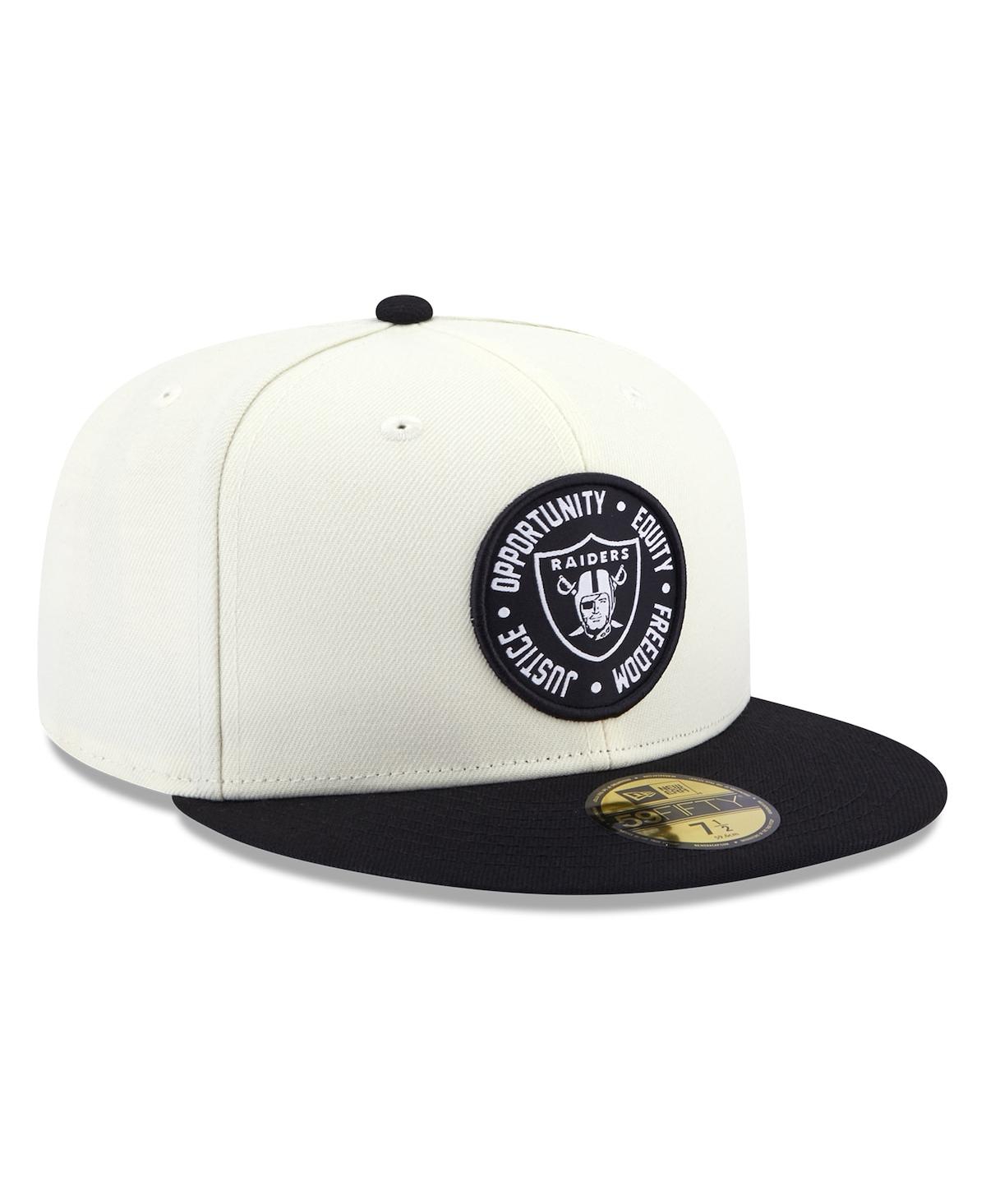 Men's New Eraand Black Las Vegas Raiders 2022 Inspire Change 59FIFTY Fitted Hat - Cream, Black