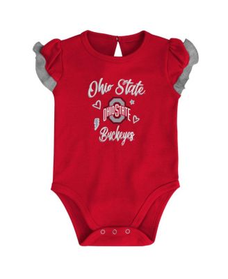 Girls Newborn and Infant Scarlet, Heather Gray Ohio State Buckeyes Too Much Love Two-Piece Bodysuit Set