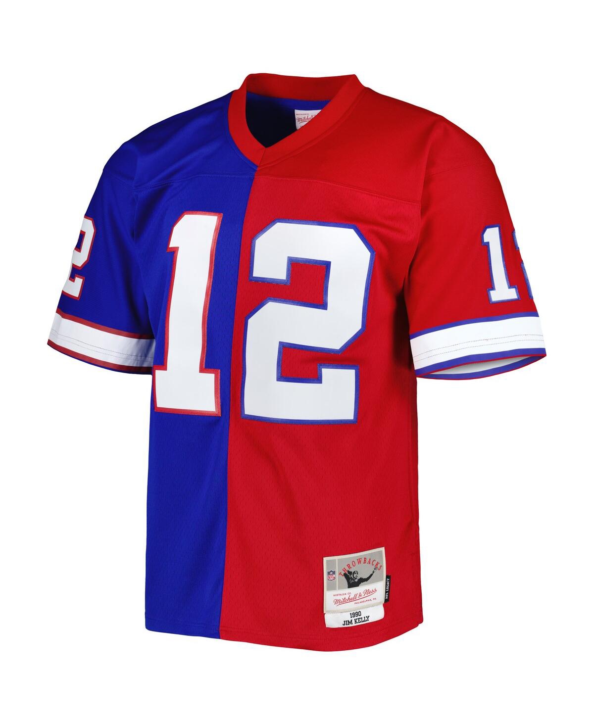 Men's Mitchell & Ness Jim Kellyand Red Buffalo Bills 1990 Split Legacy Replica Jersey - Royal, Red