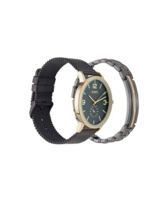 Men's Analog Black Metal Alloy Bracelet Watch, 42mm and Bracelet Set