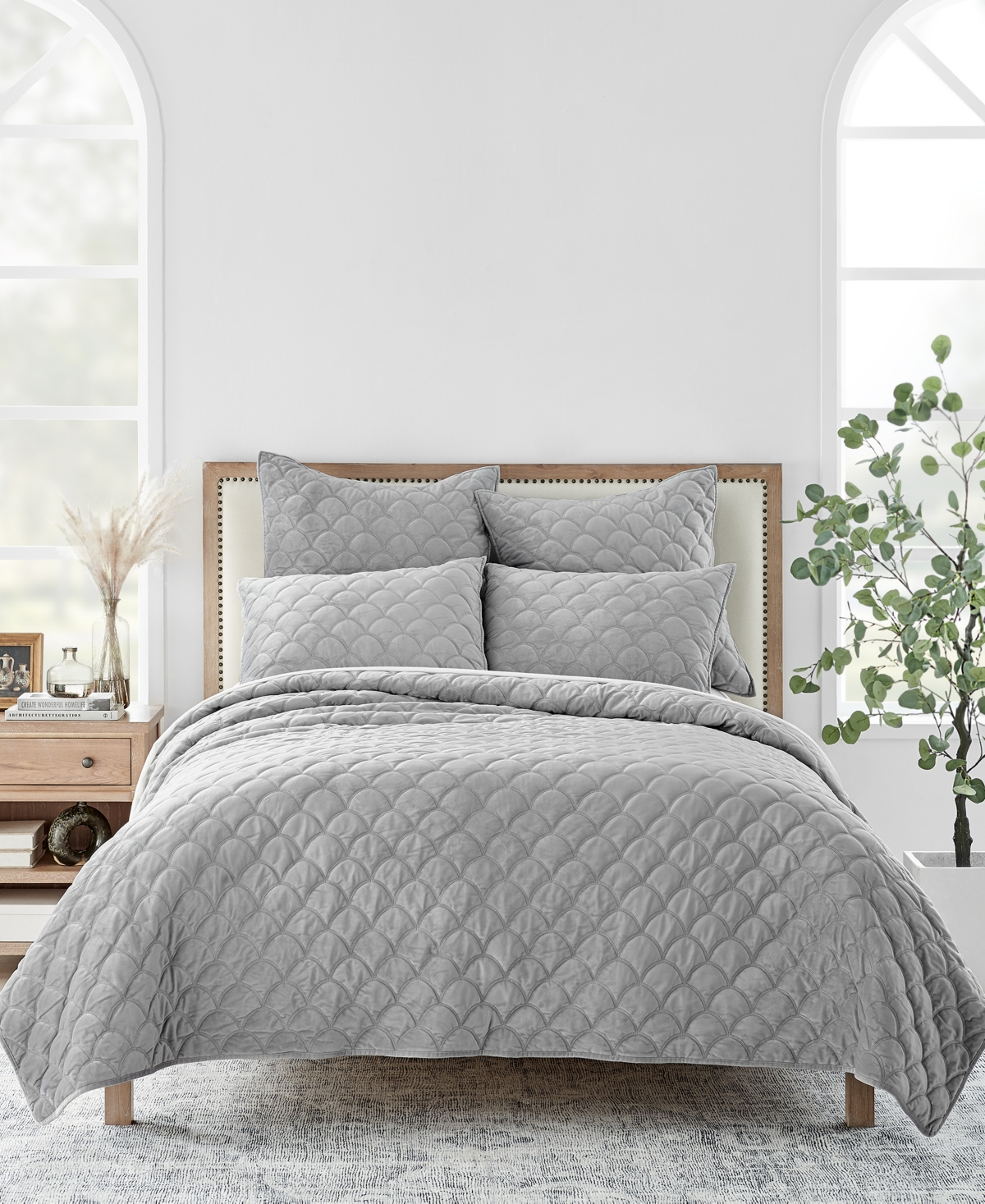 Levtex Velvet 3-pc. Quilt Set, Full/queen In Light Gray